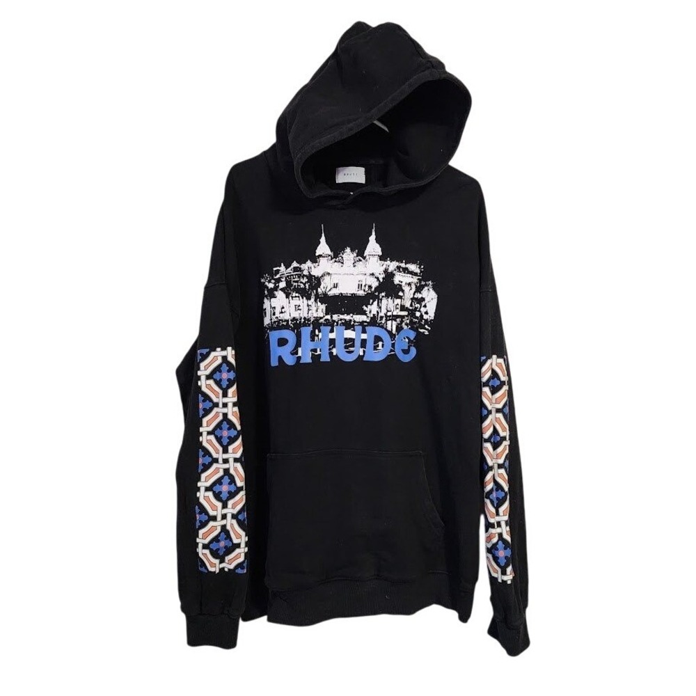 RHUDE Casino Hoodie Black‎ loungewear streetwear logo hoodie size XL